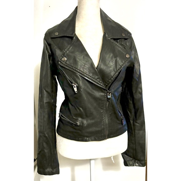 Blank NYC metro chic Moto biker jacket black vegan leather like new - Small - Picture 1 of 12